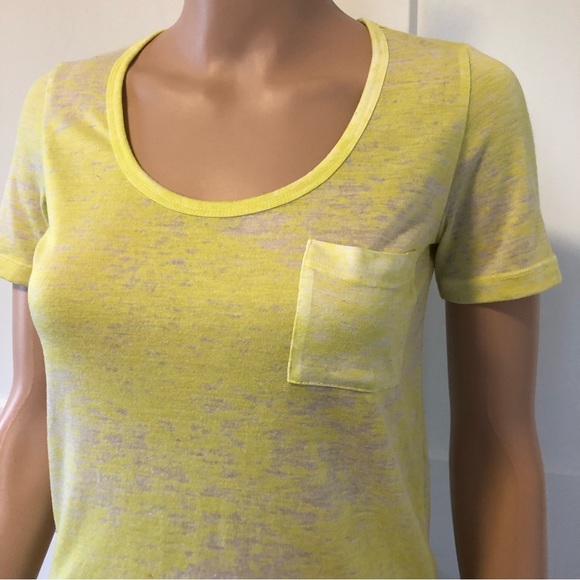 Decree Burnt Highlight Yellow Wide Neck Pocket Short Sleeves Tee T-Shirt XS - Picture 2 of 2
